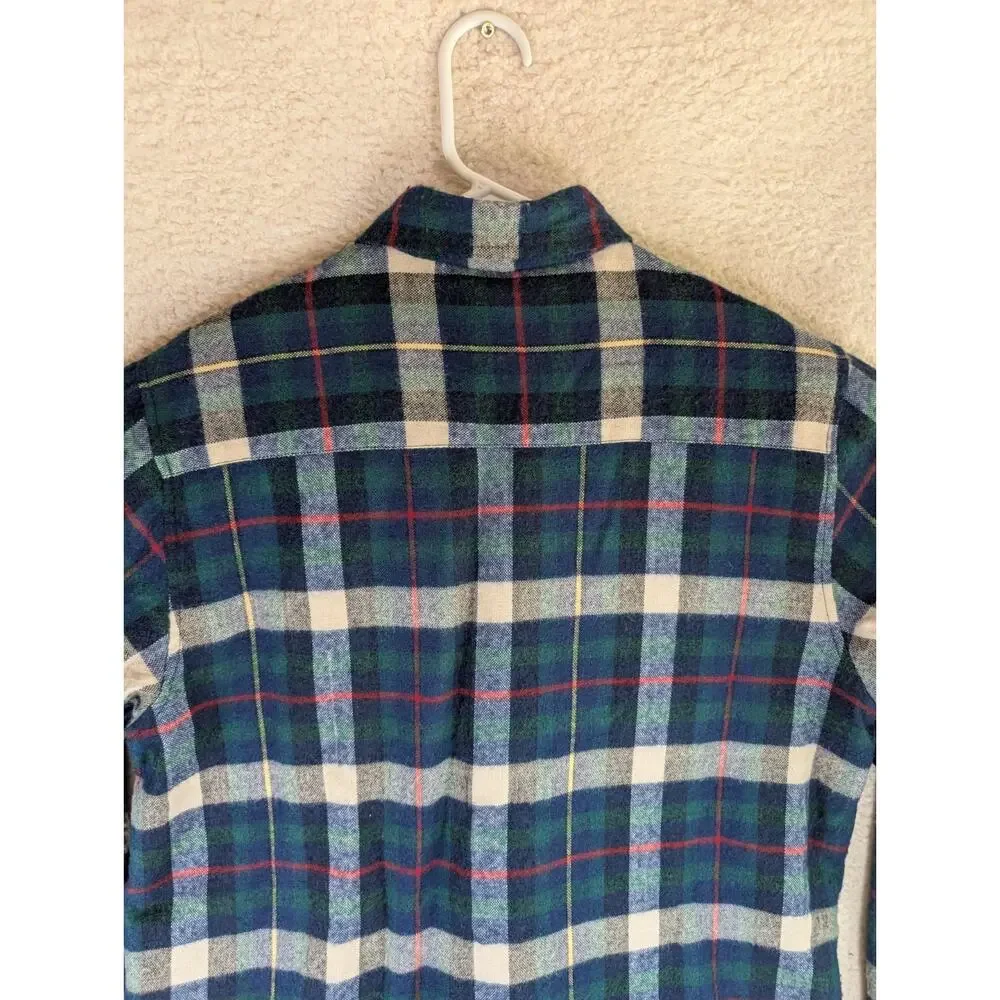 Vintage Northcrest Flannel Shacket Mens Medium Blue Wool Blend Quilted Lining